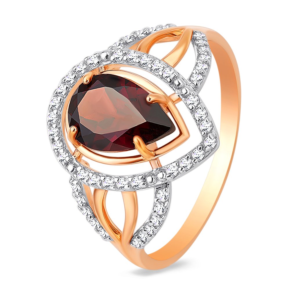 

Кольцо женское из красного золота с гранатом, фианитом 585Gold 201011688, р. 18, 201011688