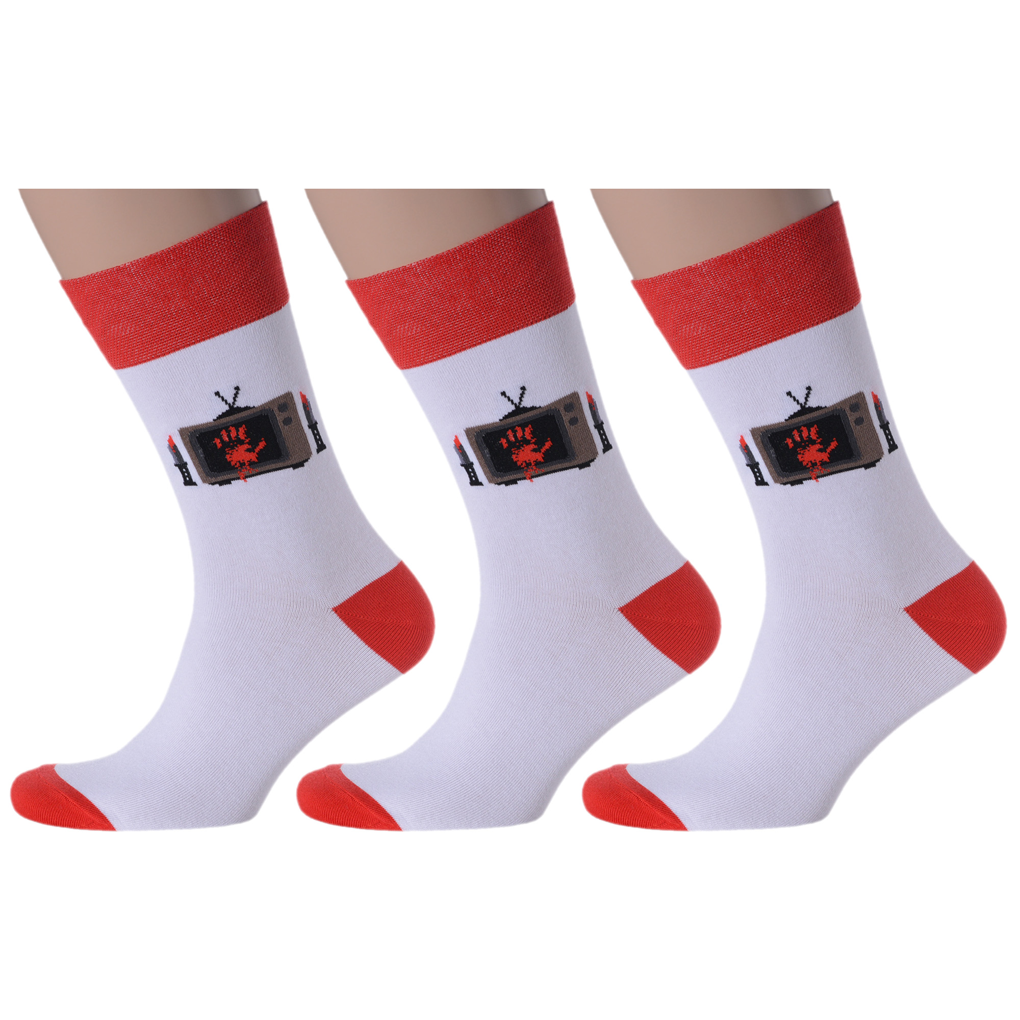 

Комплект носков мужских MoscowSocksClub msk3-М18 разноцветных 29, Белый;красный, msk3-М18