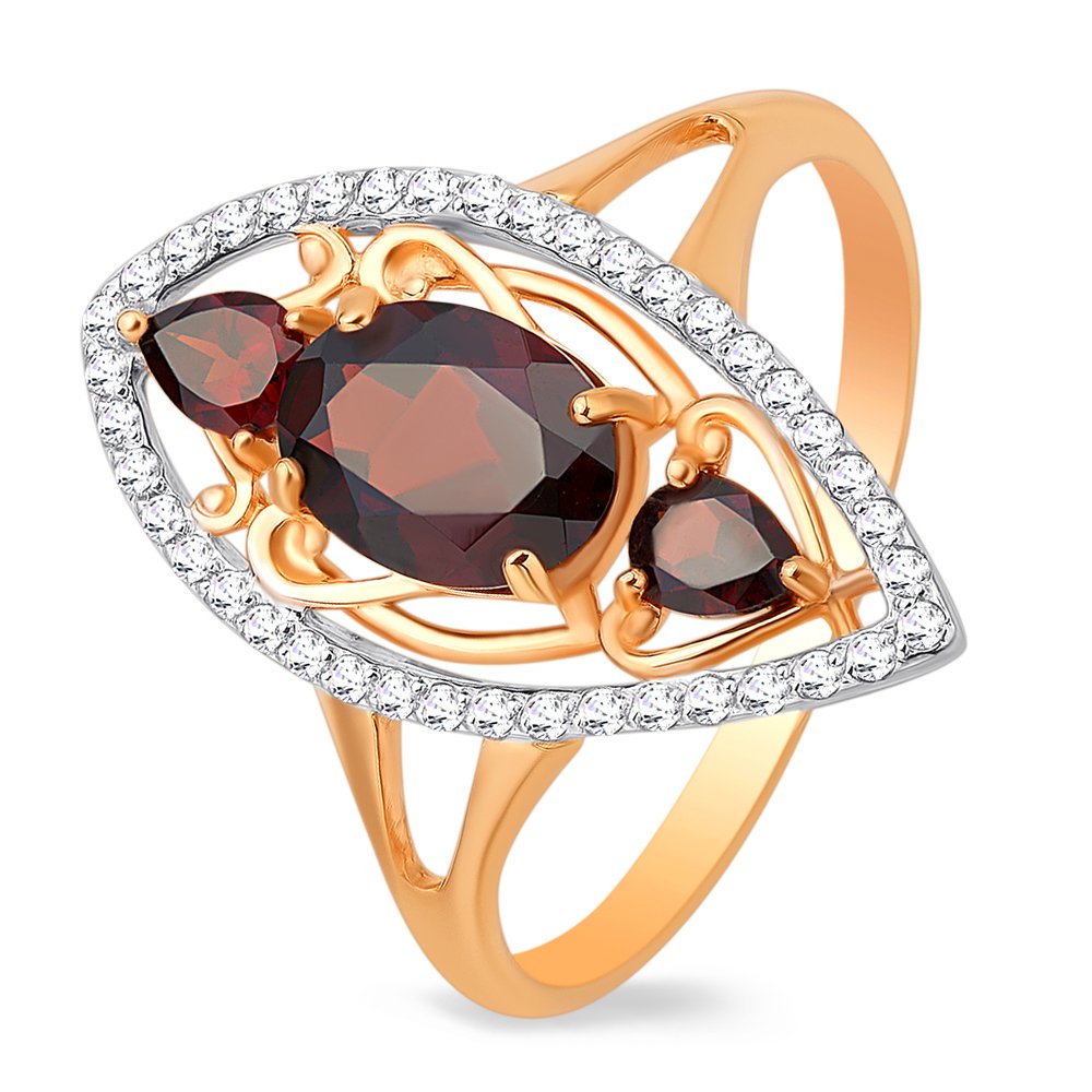 

Кольцо женское из красного золота с гранатом, фианитом 585Gold 201011391, р. 20, 201011391