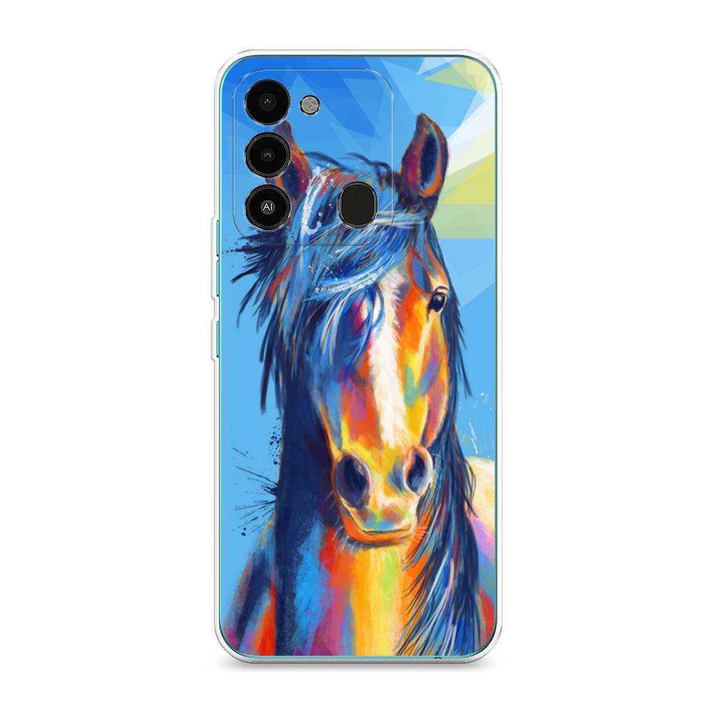 

Чехол на Tecno Spark Go 2022 "Лошадь арт 3", Голубой;желтый;синий, 301350-1