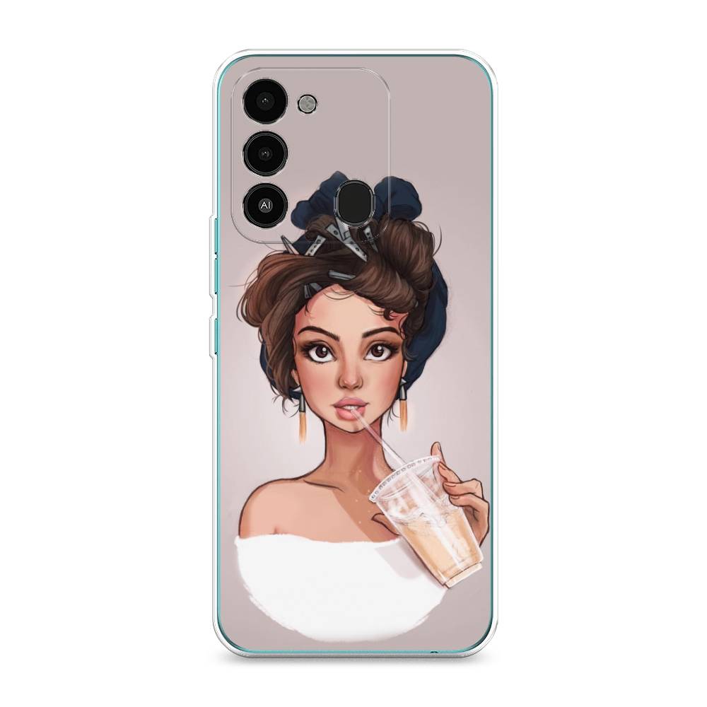 

Чехол на Tecno Spark Go 2022 "Девушка с фраппе", Серый, 301350-6