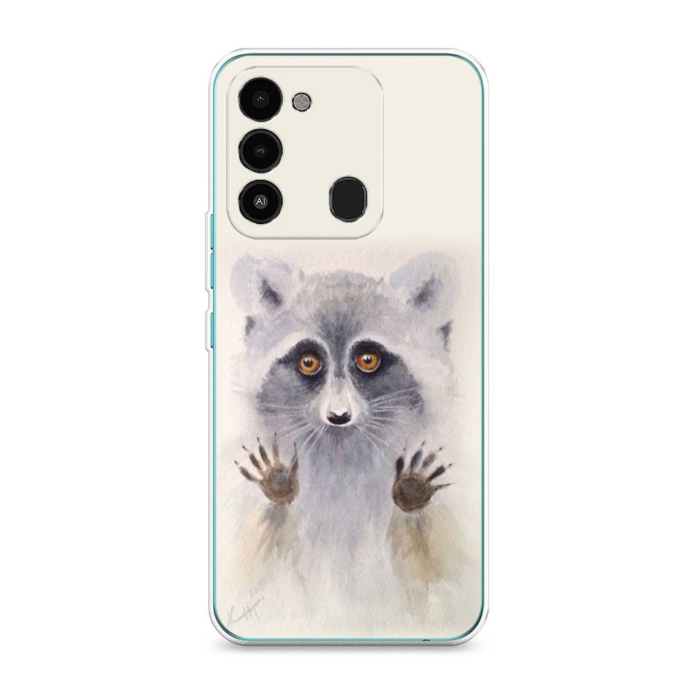 

Чехол на Tecno Spark Go 2022 "Енот за стеклом", Бежевый;серый, 301350-4