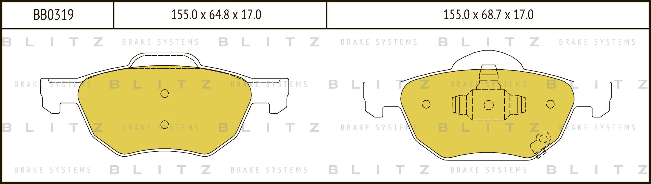 

Тормозные колодки BLITZ передние bb0319