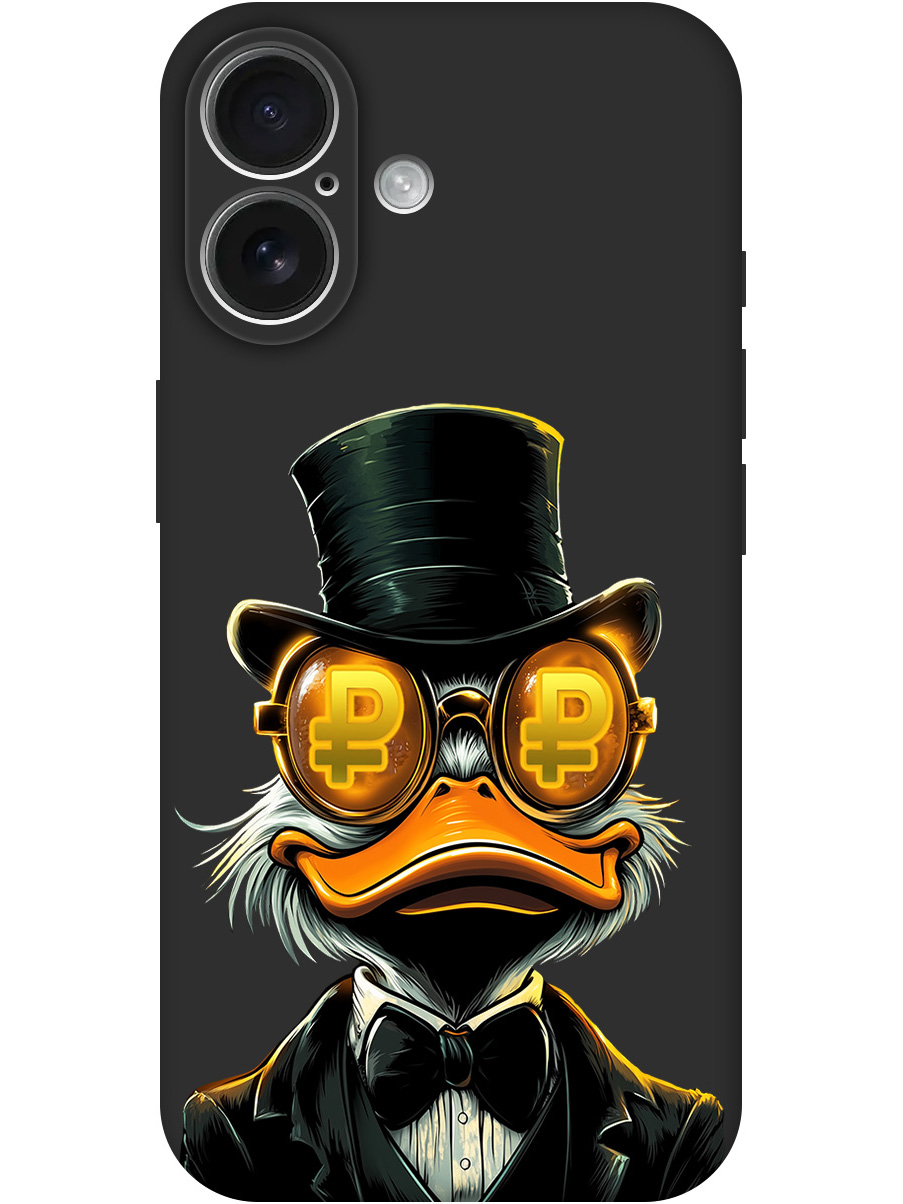 

Силиконовый чехол на Apple iPhone 16 с принтом "Скрудж и Рубль" матовый черный, Черный;белый;оранжевый, 785196571