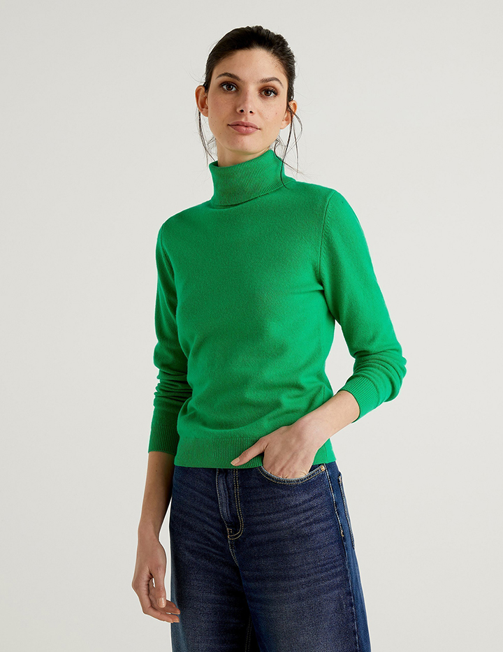 

Водолазка женская United Colors of Benetton 21A_1002D2348 зеленая S, 21A_1002D2348