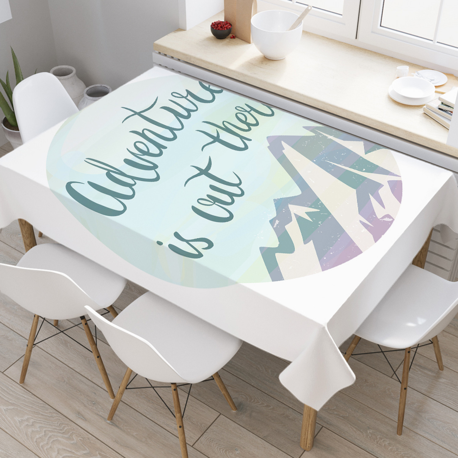 

Скатерть прямоугольная JoyArty "Приключения в горах" из оксфорда, 180x145см, Белый, Приключения в горах