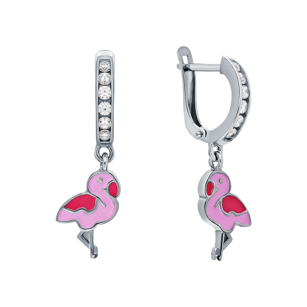 

Серьги подвески из серебра с эмалью/фианитом Aquamarine 46835А.5, 46835А.5