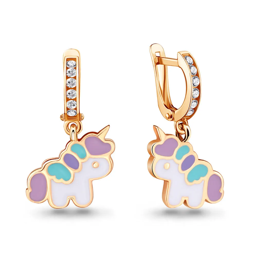 

Серьги подвески из серебра с эмалью/фианитом Aquamarine 46833А.6, 46833А.6