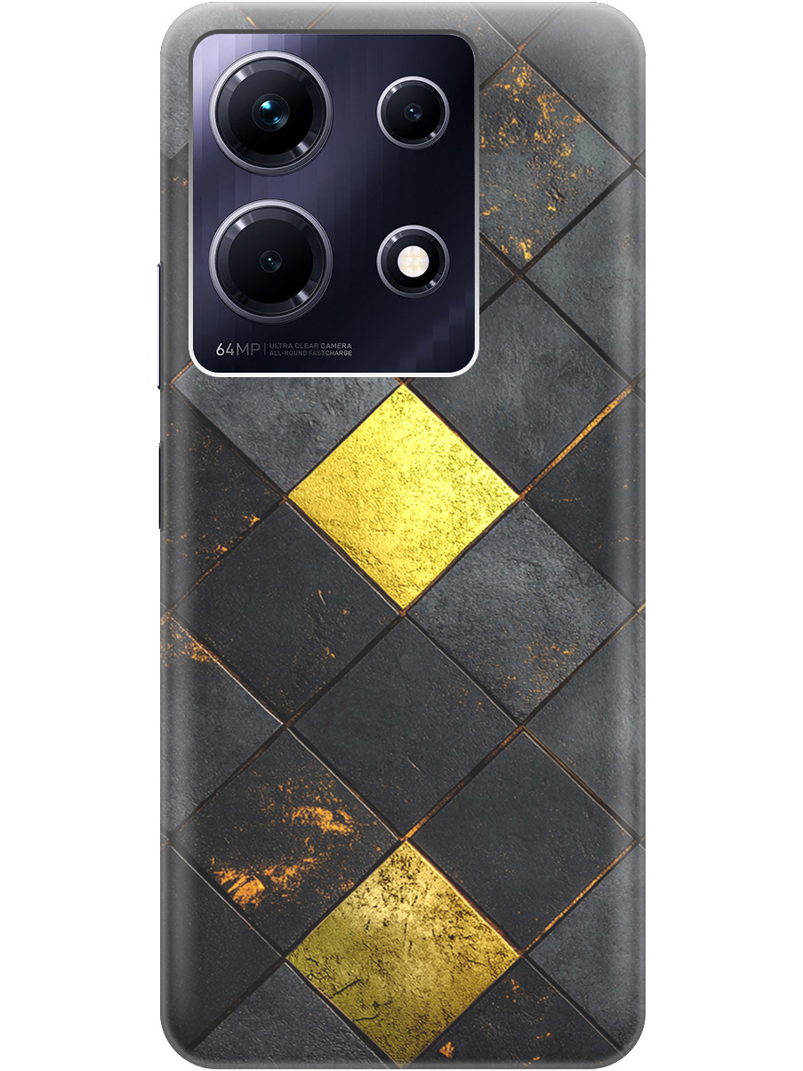 

Силиконовый чехол на Infinix Note 30 с принтом "Черно-золотая плитка" прозрачный, Прозрачный;золотистый;черный, 773943732