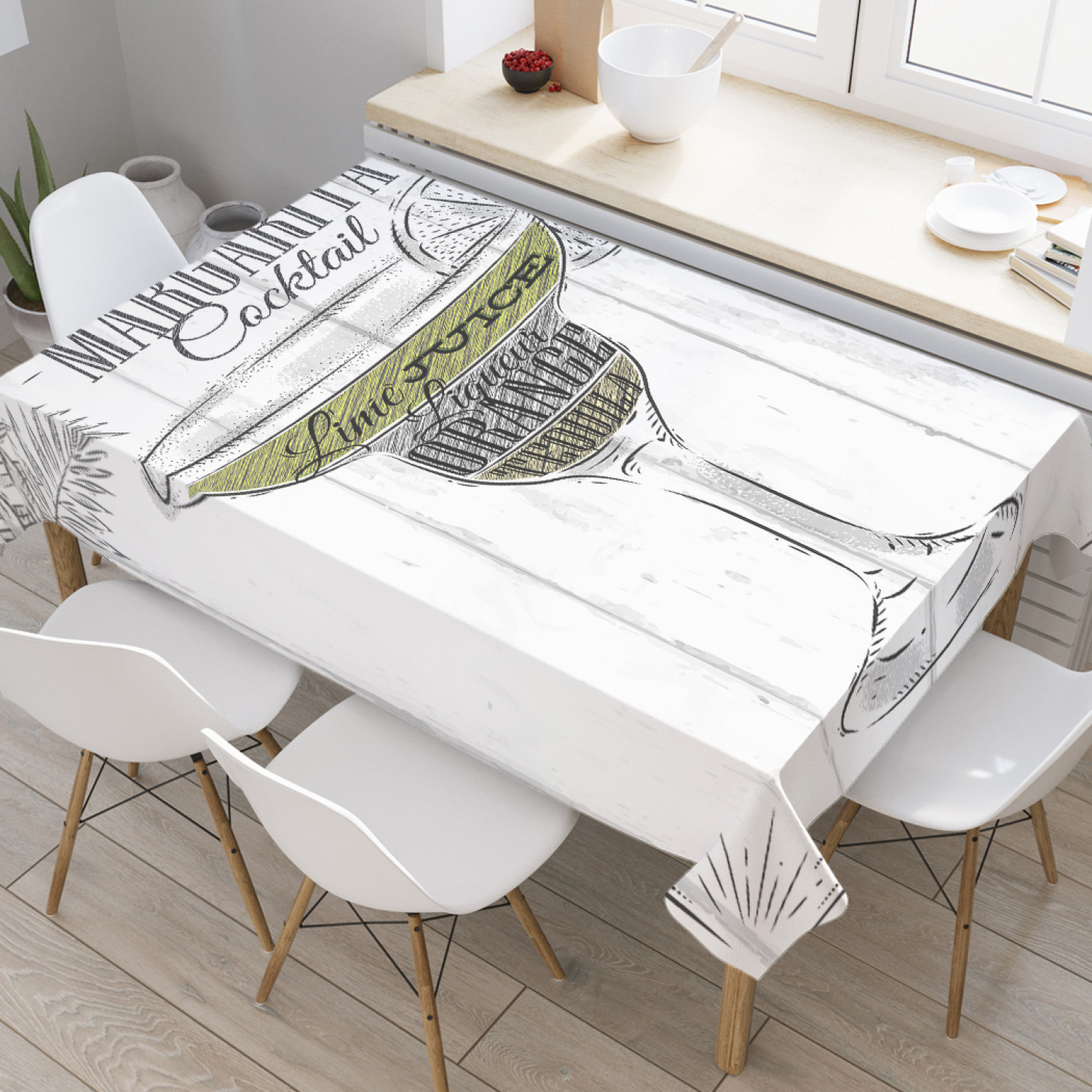 

Скатерть прямоугольная JoyArty "Коктейль маргарита с текилой" из оксфорда, 180x145см, Белый, Коктейль маргарита с текилой