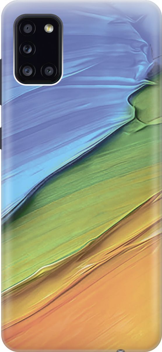 

Силиконовый чехол на Samsung Galaxy A31 "Желто-синие ткани", Голубой;оранжевый, 7111