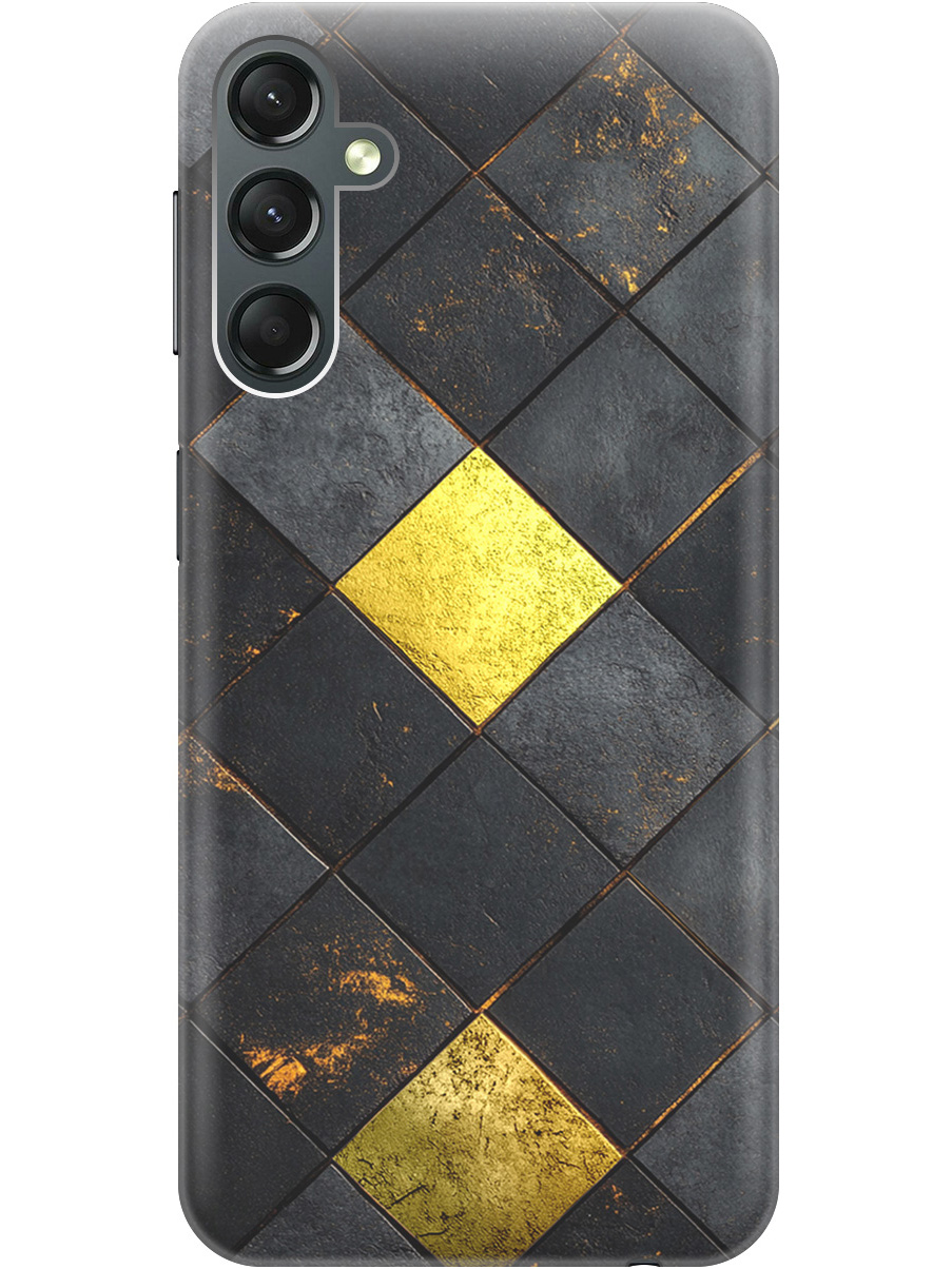 

Силиконовый чехол на Samsung Galaxy A24 с принтом "Черно-золотая плитка" прозрачный, Прозрачный;золотистый;черный, 769395632