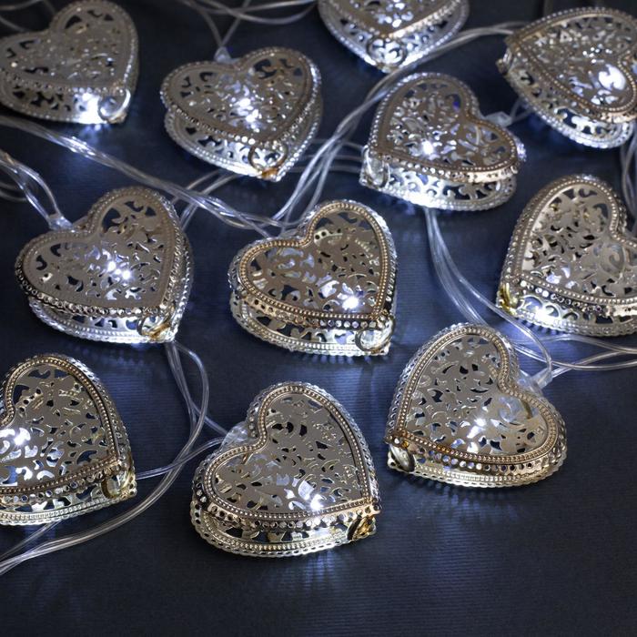 

Световая гирлянда новогодняя Luazon Lighting Сердечко 2388655 4 м белый холодный, Сердечко