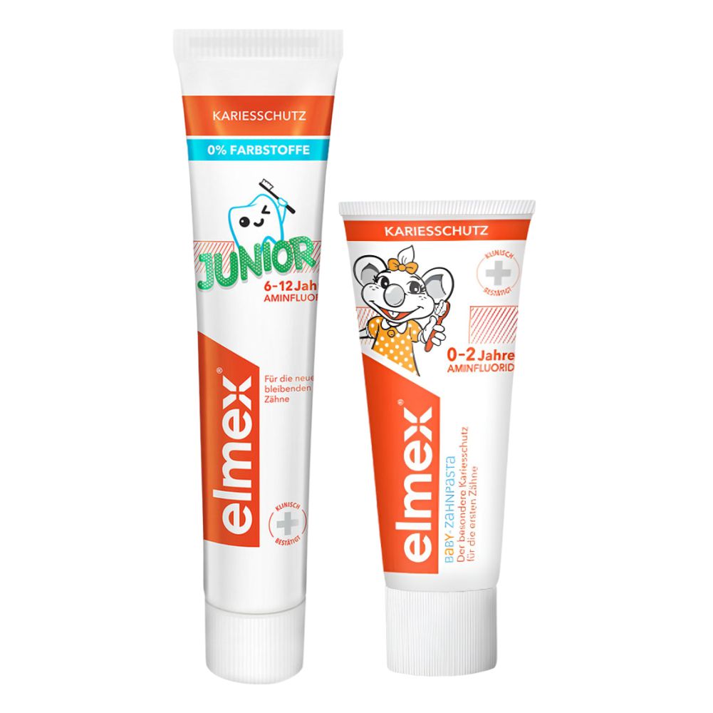 Набор детских зубных паст Elmex Children's для детей 0-2 лет Junior для детей 6-12