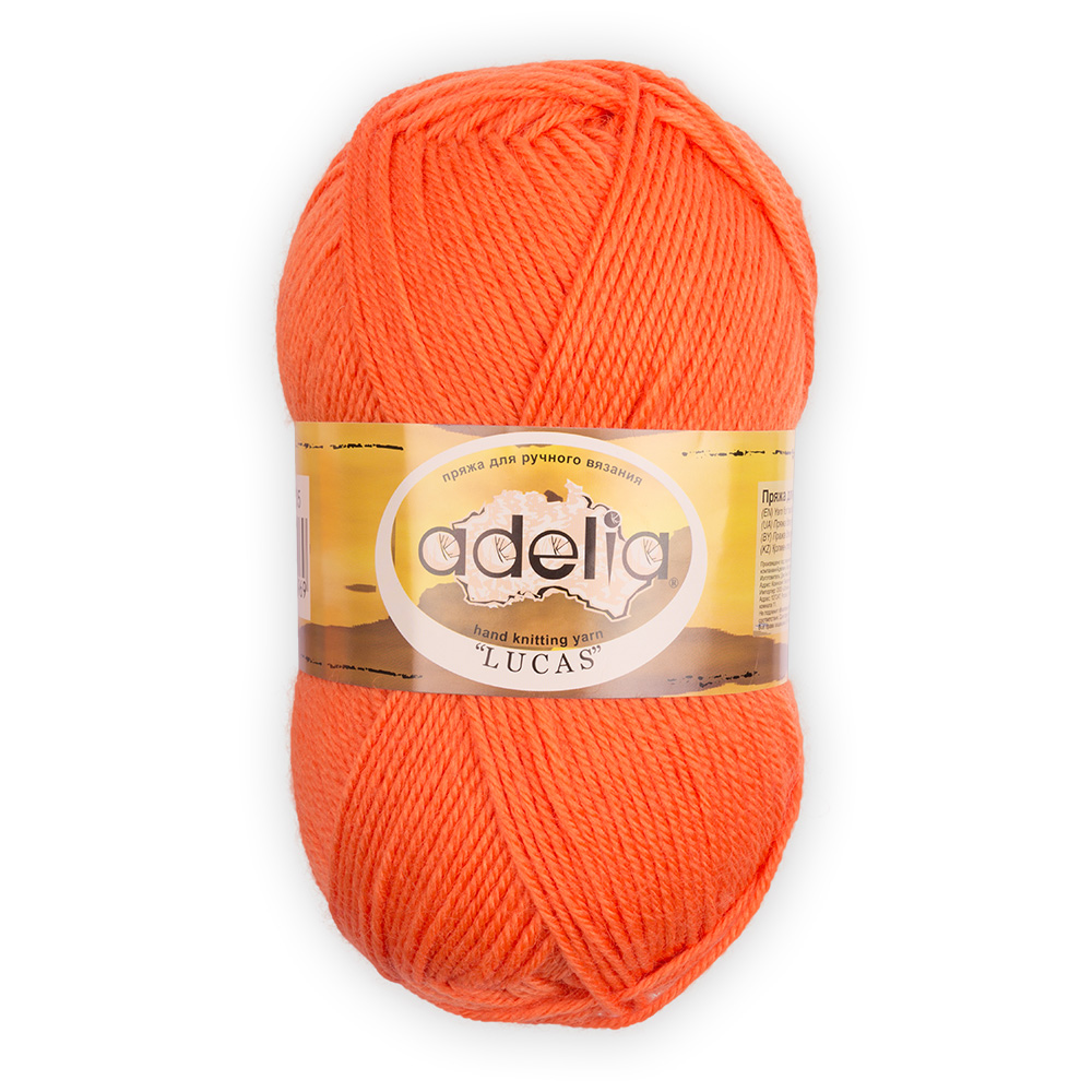 

Пряжа Adelia Lucas, 70% шерсть, 30% акрил, 5*100 г, 218 м+-10 м, №05, ярко-оранжевый