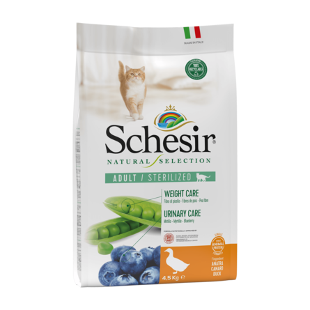 фото Сухой корм для кошек schesir monoprotein, утка, 4.5кг