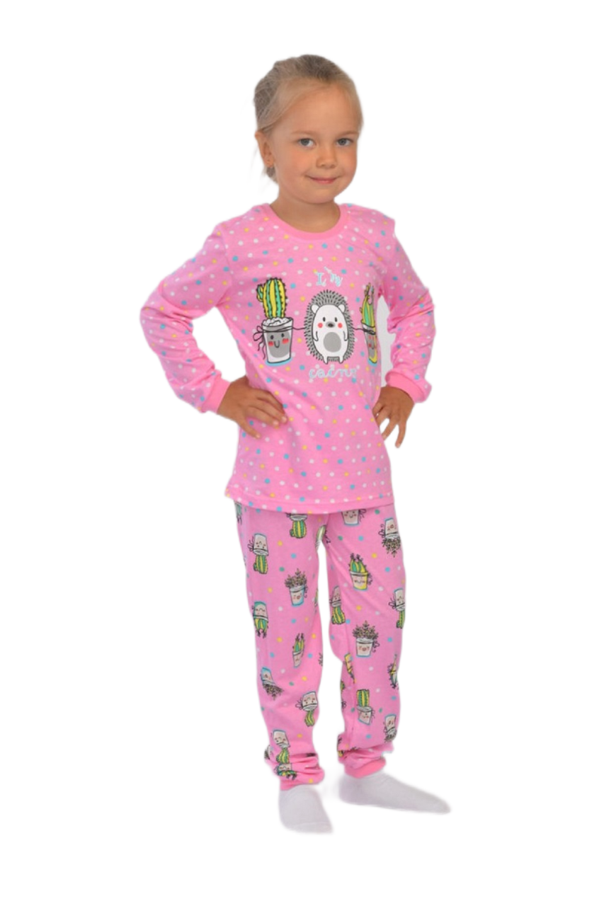 Пижама детская для девочек BOMBACHO Милые кактусята розовая размер 122