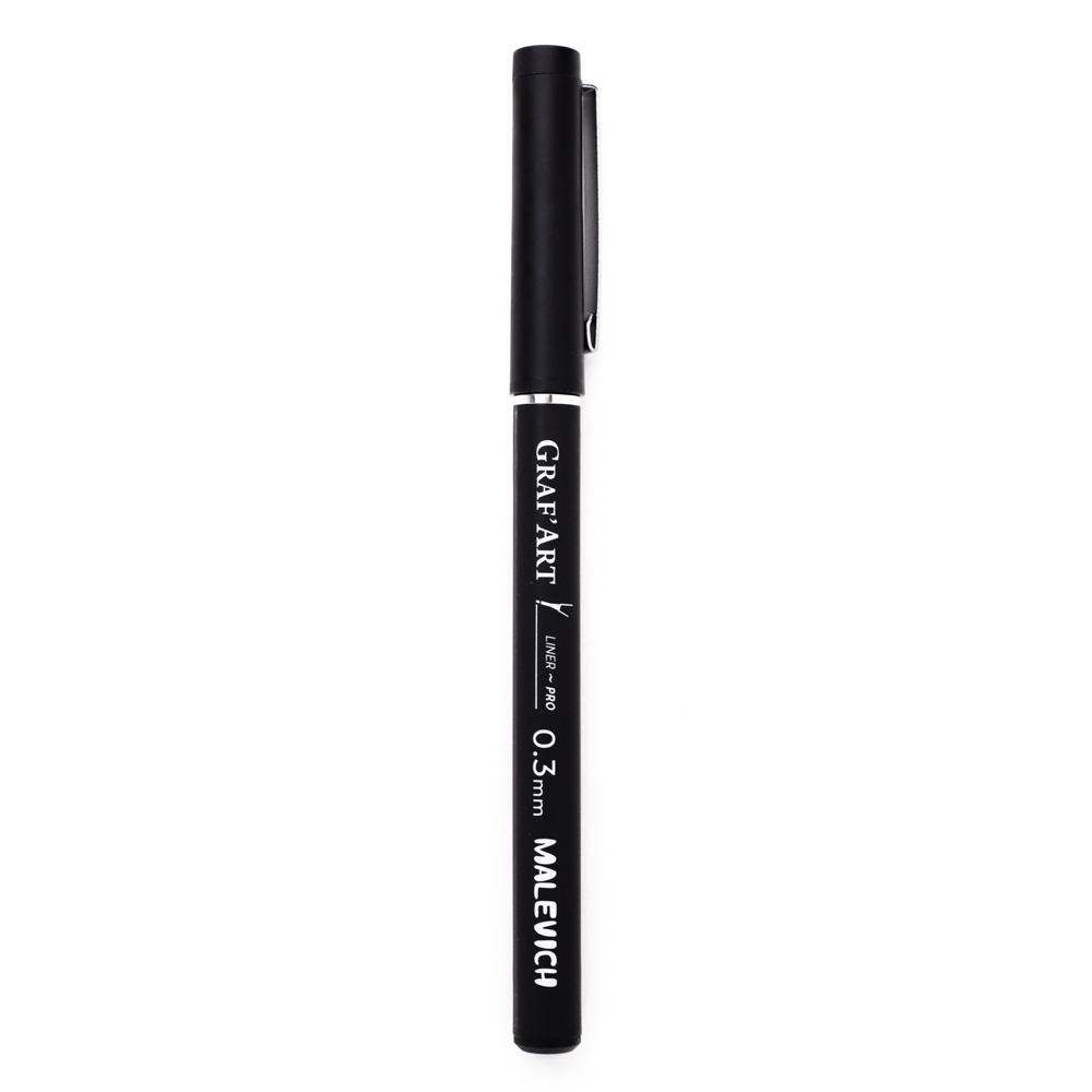 Линер для рисования черный Малевичъ GrafArt PRO 02, капиллярная ручка для скетчинга
