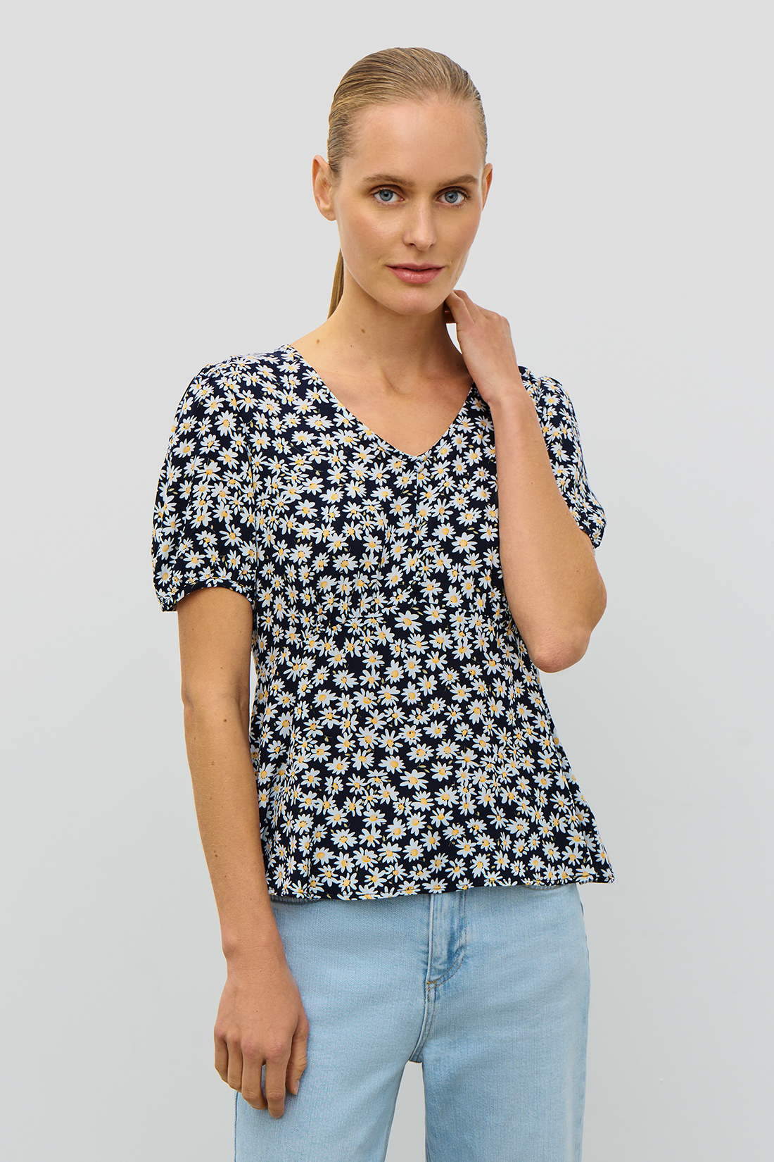 

Блуза женская Baon B1923035 синяя 2XL, Синий, B1923035