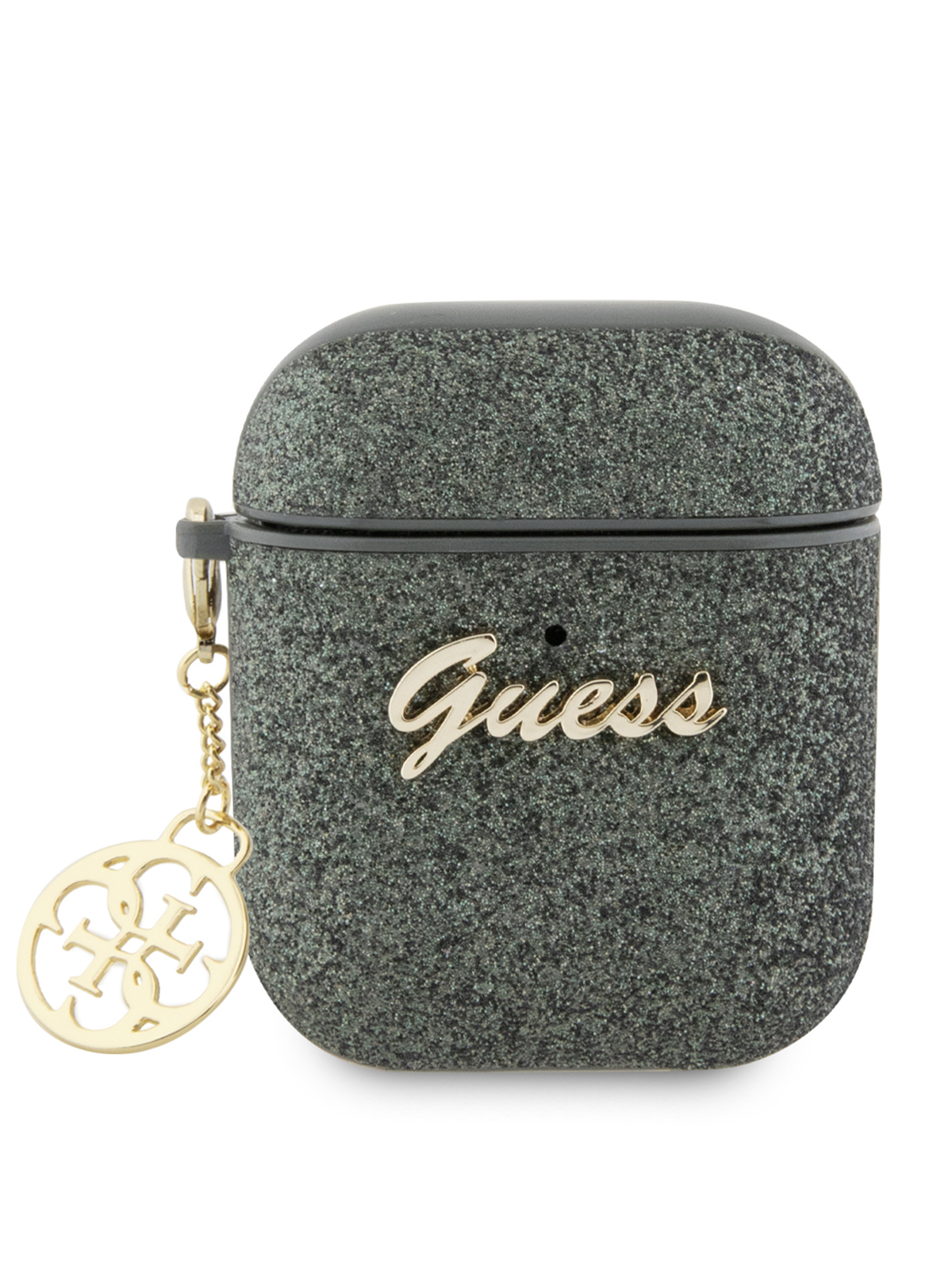 Чехол Guess для Airpods 1/2 с блестками, зеленый