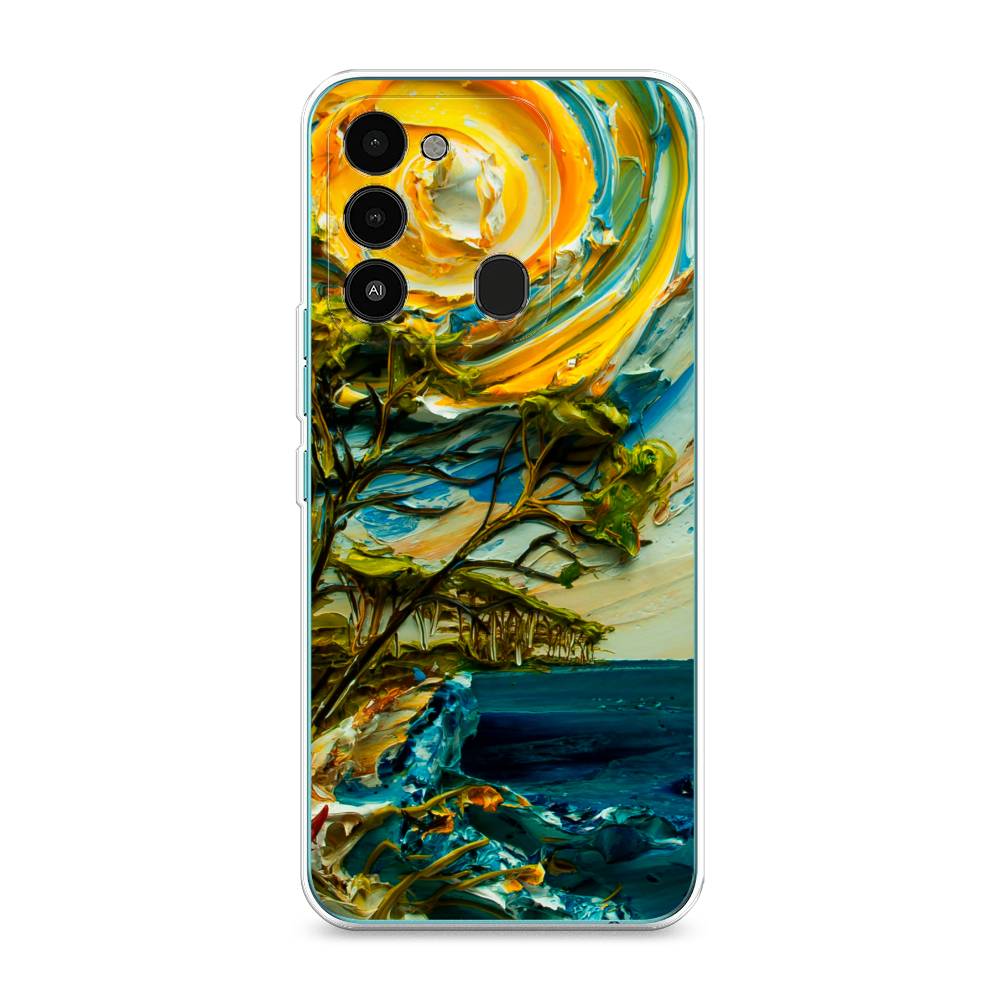 

Чехол на Tecno Spark Go 2022 "Солнце живопись", Желтый;синий, 301350-4