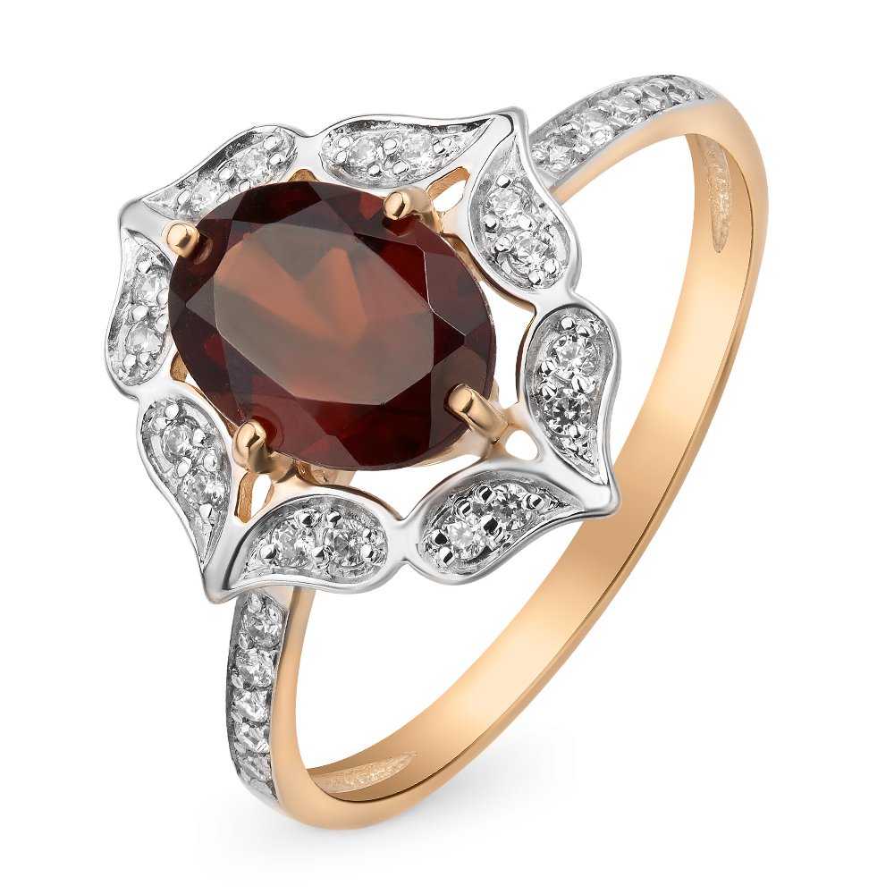 

Кольцо женское из красного золота с гранатом, фианитом 585Gold 201012958, р, 201012958