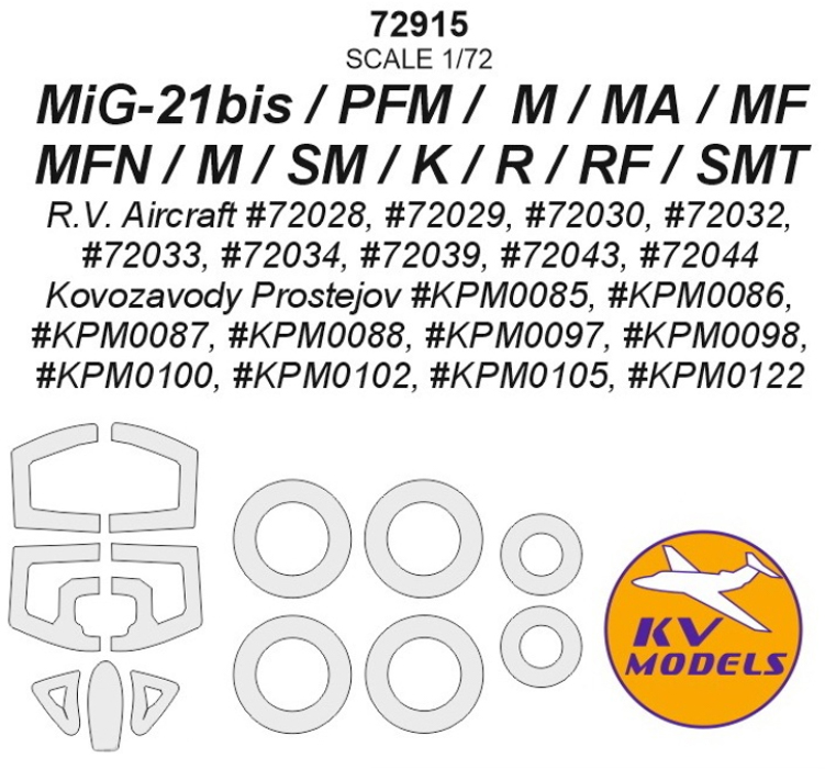 72915KV Окрасочные маски на  диски и колеса для истребителей серии Миг-21 от производителе