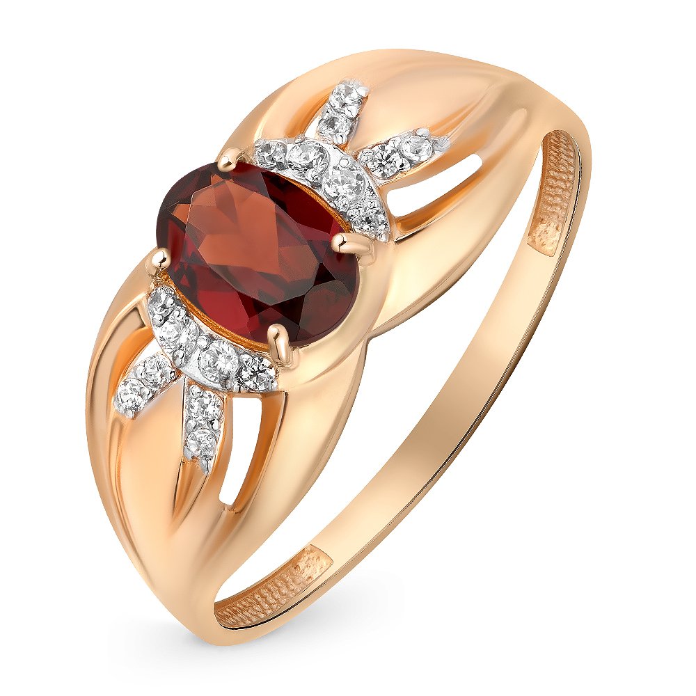 

Кольцо женское из красного золота с гранатом, фианитом 585Gold 201011061, р, 201011061