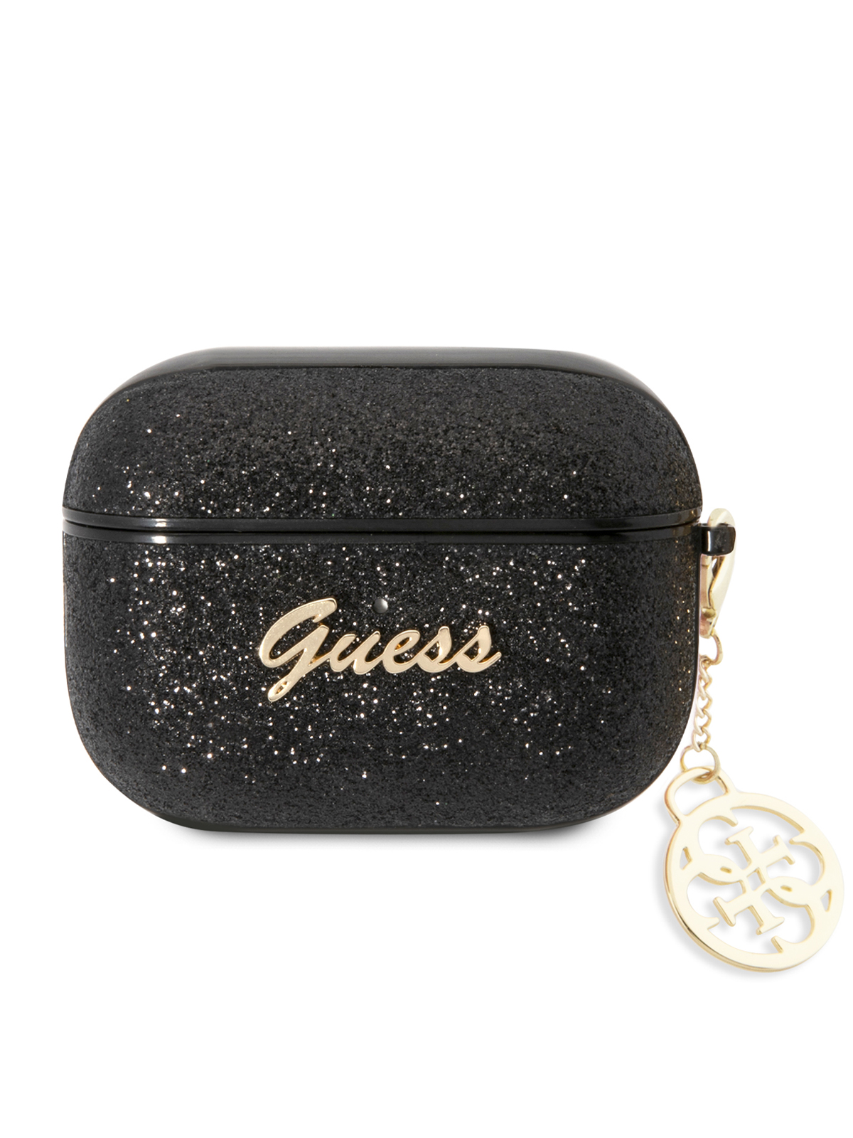 Чехол Guess для Airpods Pro с блестками, Black Glitter flakes черный