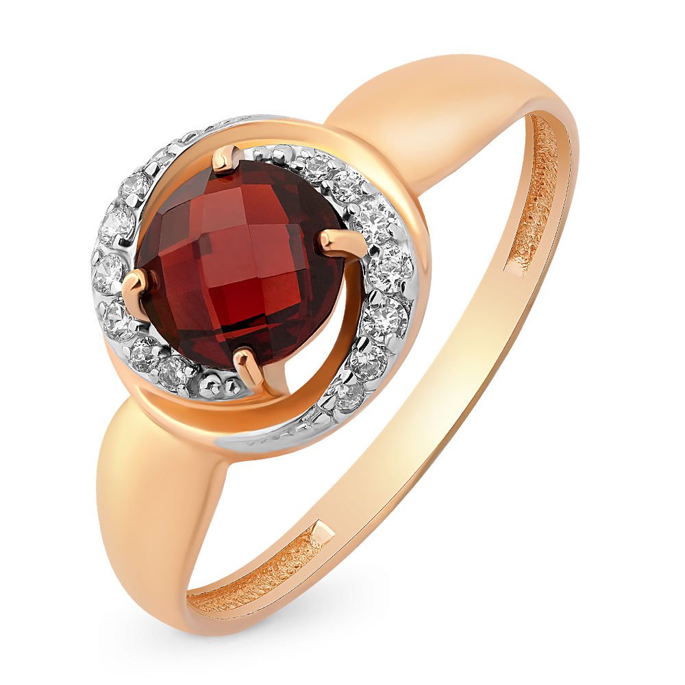 

Кольцо женское из красного золота с гранатом, фианитом 585Gold 201011010, р, 201011010