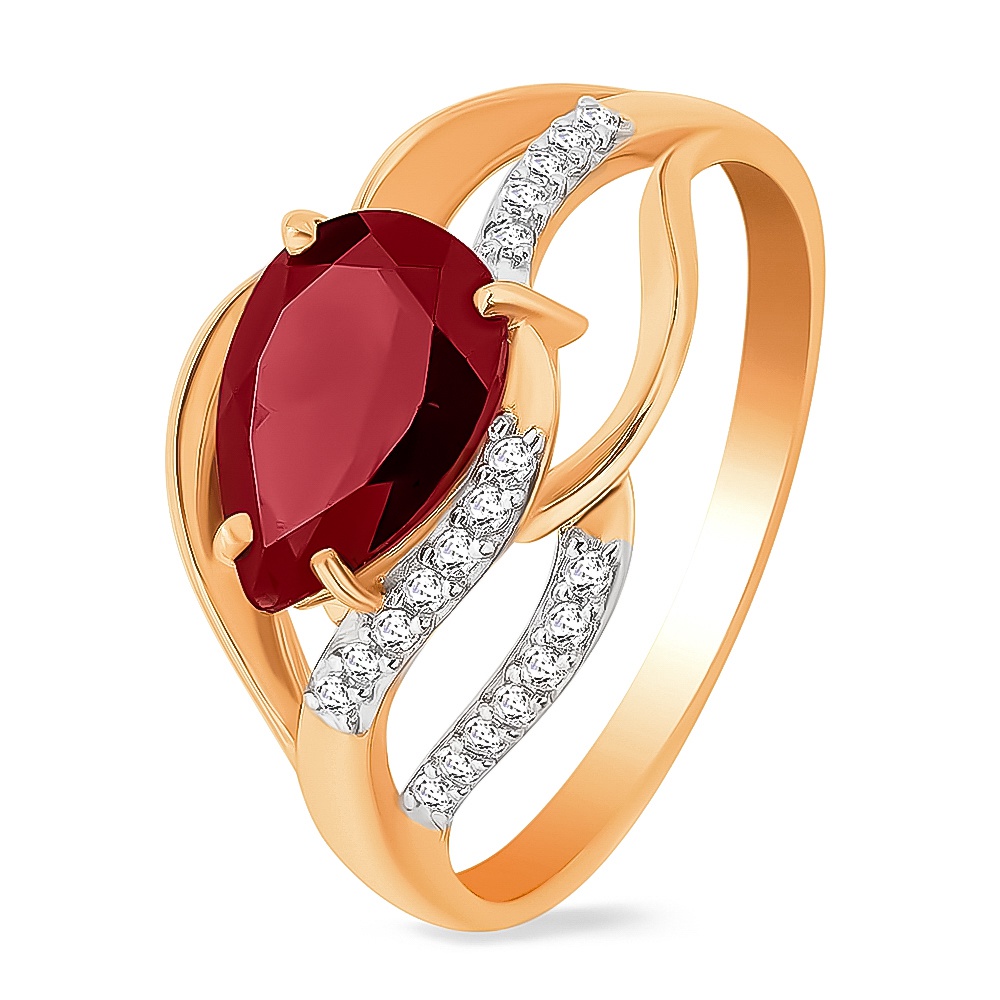 

Кольцо женское из красного золота с гранатом, фианитом 585Gold 201005054, р, 201005054