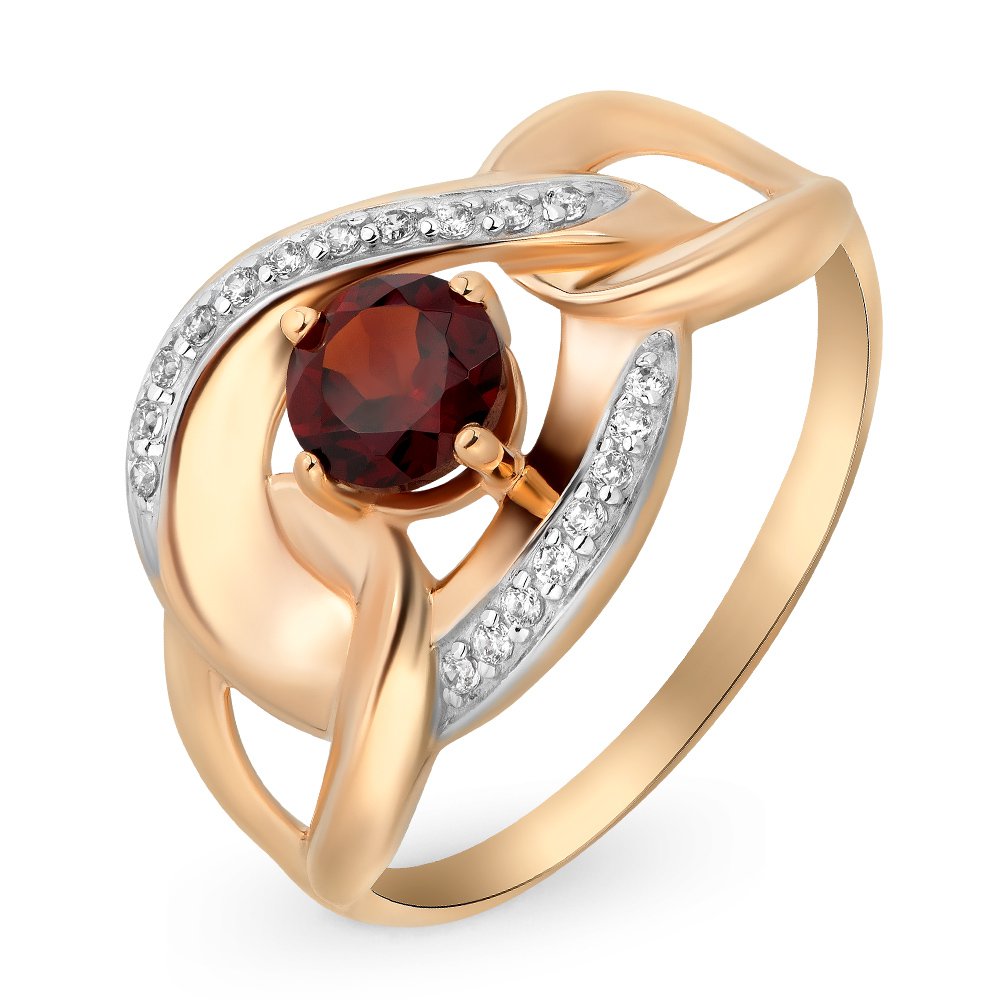 

Кольцо из золота р. , 585Gold 201010976, гранат\фианит, 201010976