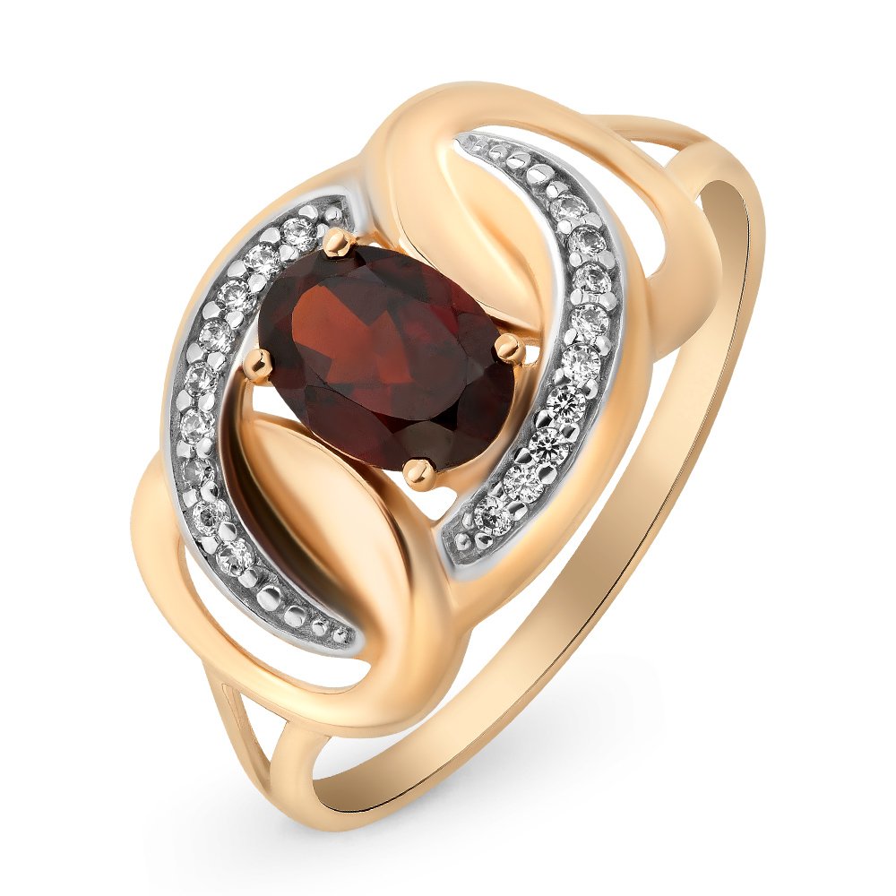 

Кольцо женское из красного золота с гранатом, фианитом 585Gold 201010975, р, 201010975