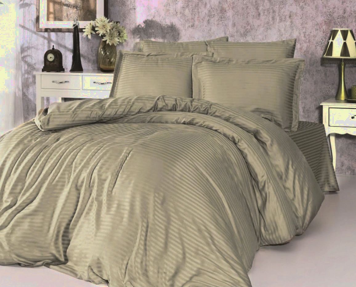 

Простыня Maktex из страйп-сатина на резинке 200x220x30 Миндаль 1х1, Простыни страйп-сатина на резинке 125