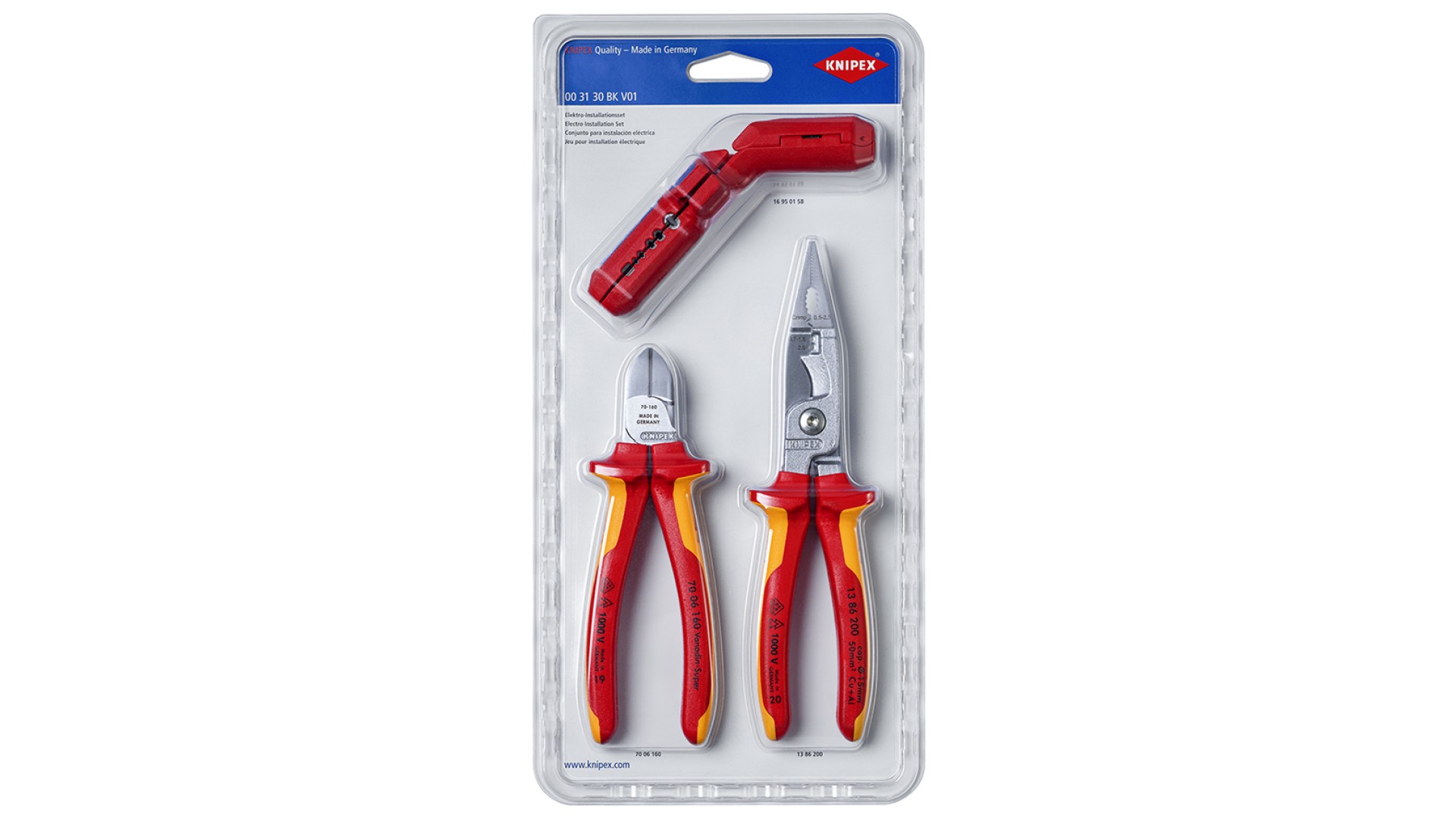 Набор электромонтажного инструмента Knipex KN-003130BKV01 VDE, 3 предмета