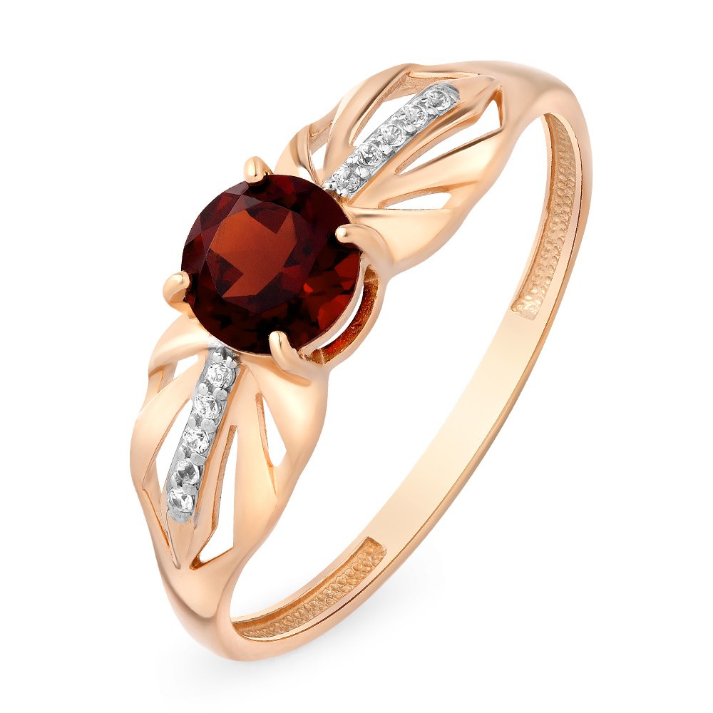 

Кольцо женское из красного золота с гранатом, фианитом 585Gold 201010813, р, 201010813