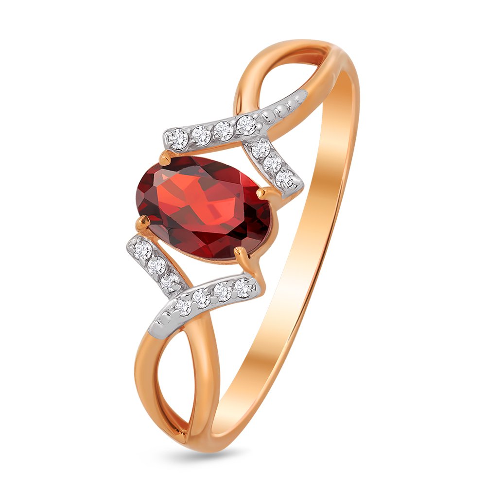 

Кольцо женское из красного золота с гранатом, фианитом 585Gold 201010828, р, 201010828