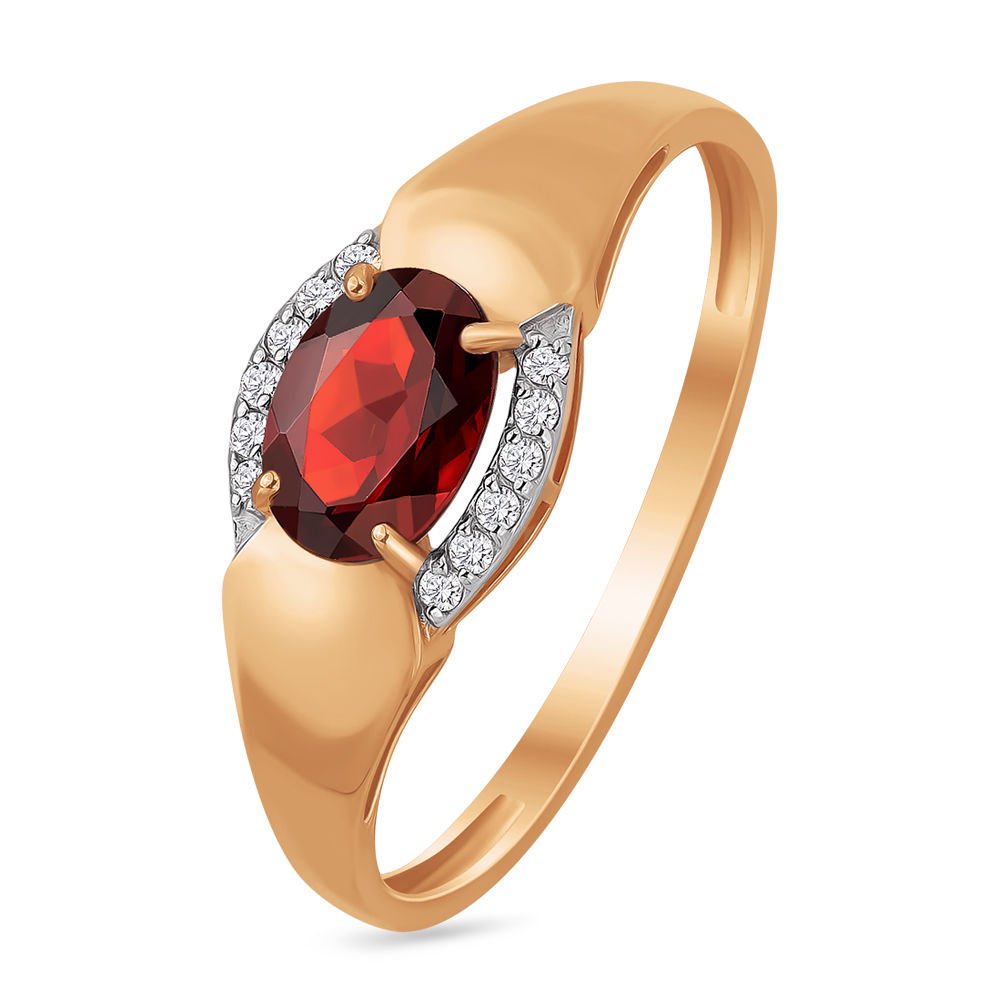 

Кольцо женское из красного золота с гранатом, фианитом 585Gold 201010785, р, 201010785