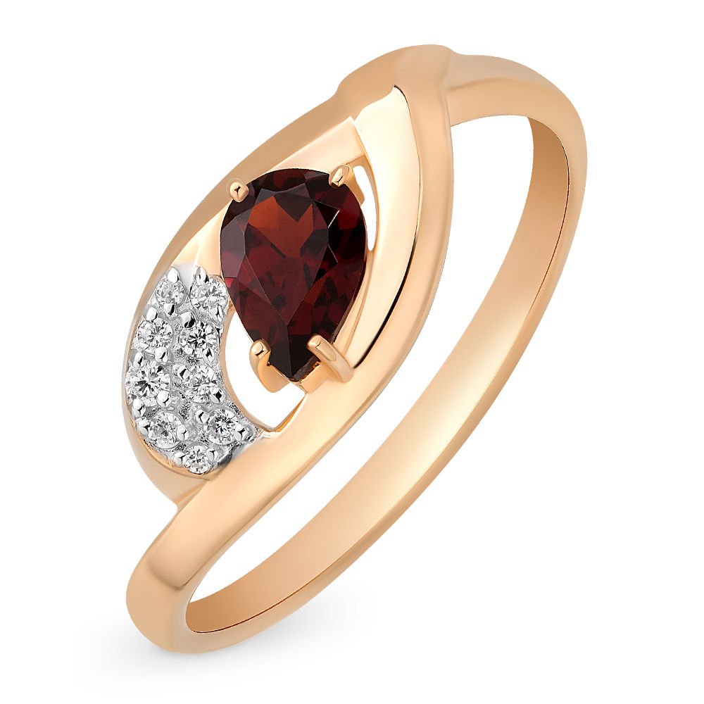 

Кольцо женское из красного золота с гранатом, фианитом 585Gold 201010781, р, 201010781