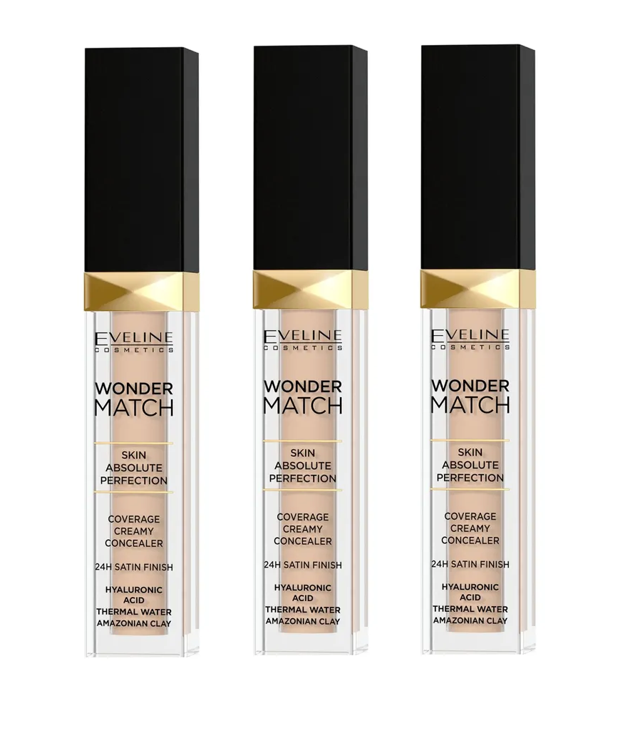 Консилер Eveline Cosmetics Wonder Match №025 Light Beige с амазонской глиной 7мл 3шт