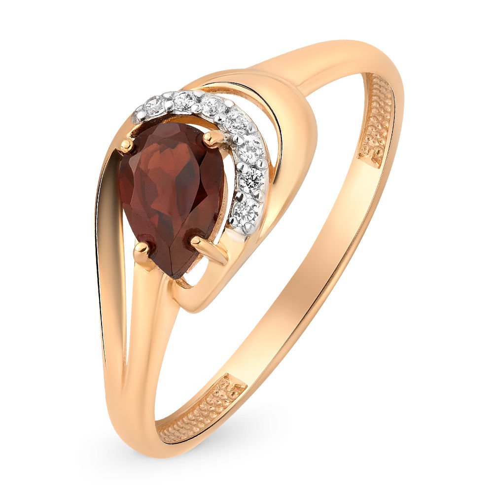 

Кольцо женское из красного золота с гранатом, фианитом 585Gold 201010736, р, 201010736