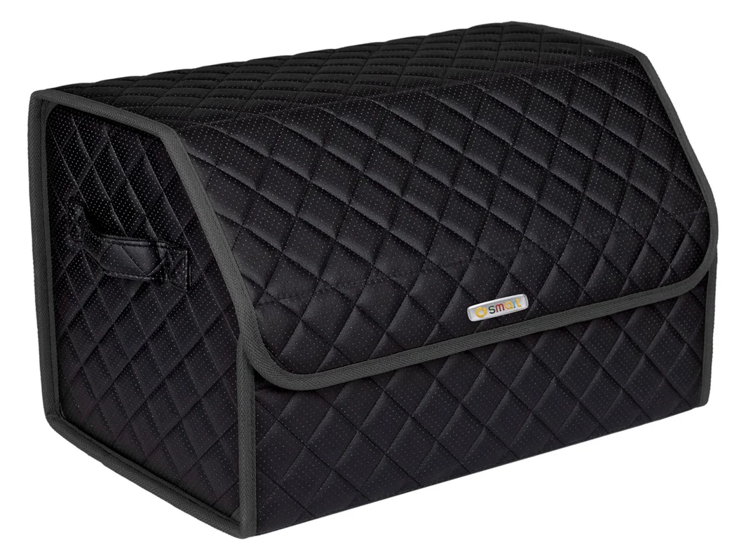 фото Сумка органайзер в багажник черная с черной нитью vicecar с лого smart (темно-серый кант)