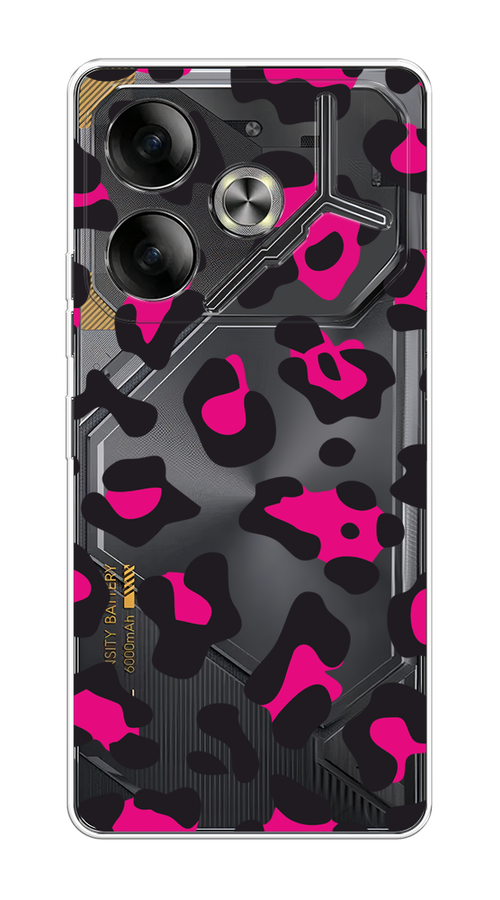 

Чехол на Tecno Pova 6 "Pink cow spots", Черный;розовый, 305350-1