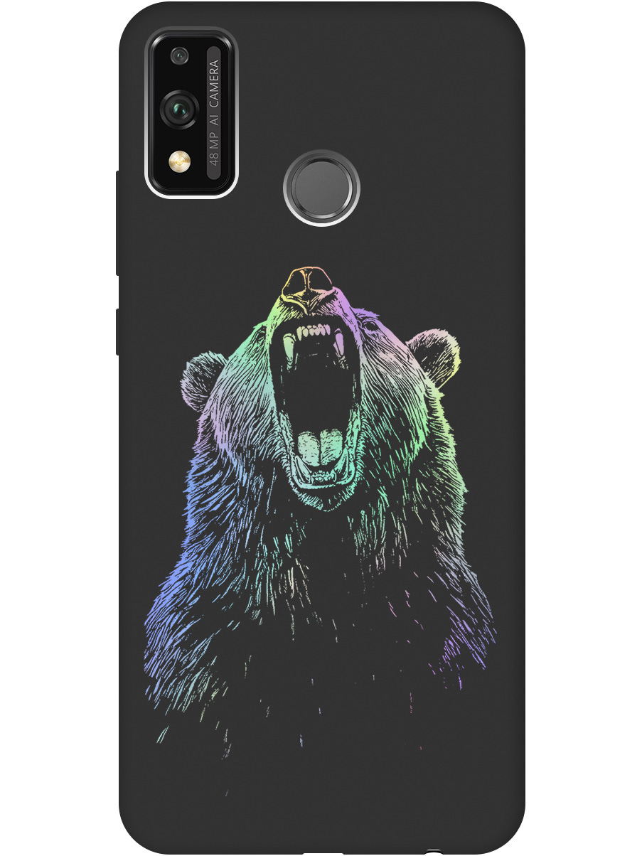 

Силиконовый чехол на Honor 9X Lite с принтом "Медведь Гризли" матовый черный, Черный;серебристый, 723565413