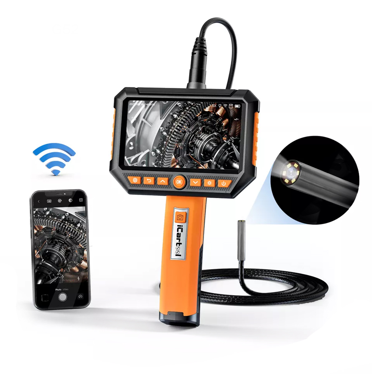 Видеоэндоскоп промышленный iCartool экран 5