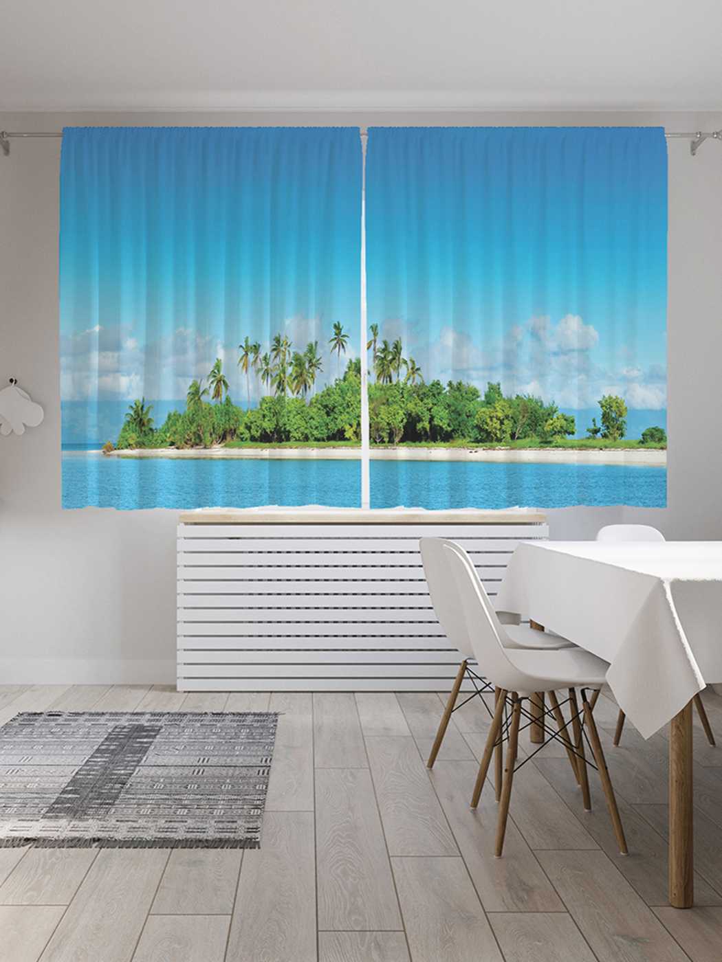 фото Шторы с фотопечатью joyarty "остров загадок" из сатена, 290х180 см