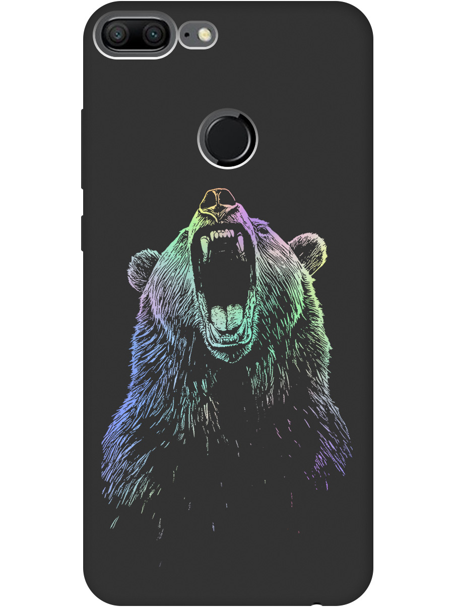 

Силиконовый чехол на Honor 9 Lite с принтом "Медведь Гризли" матовый черный, Черный;серебристый, 717568413