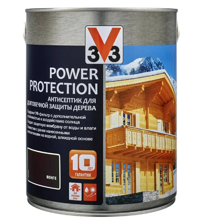 фото Алкидный антисептик для дерева power protection полуглянец венге 2,5л. v33