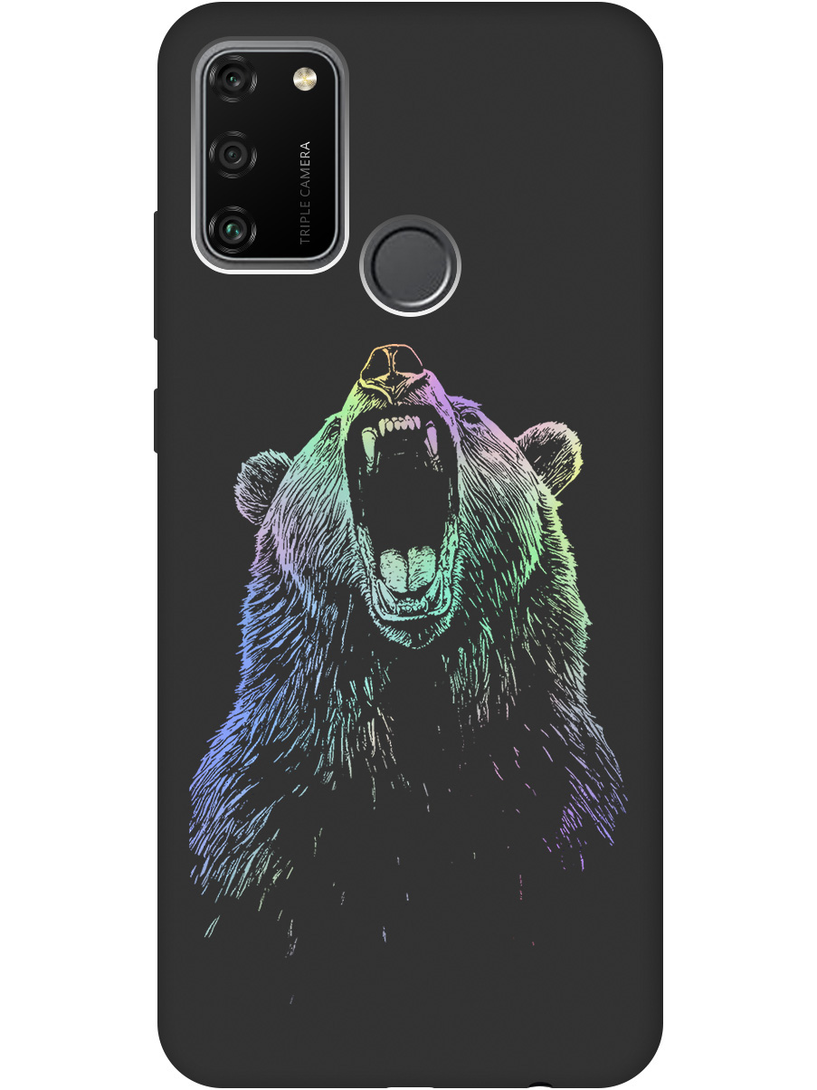 

Силиконовый чехол на Honor 9A с принтом "Медведь Гризли" матовый черный, Черный;серебристый, 722942013
