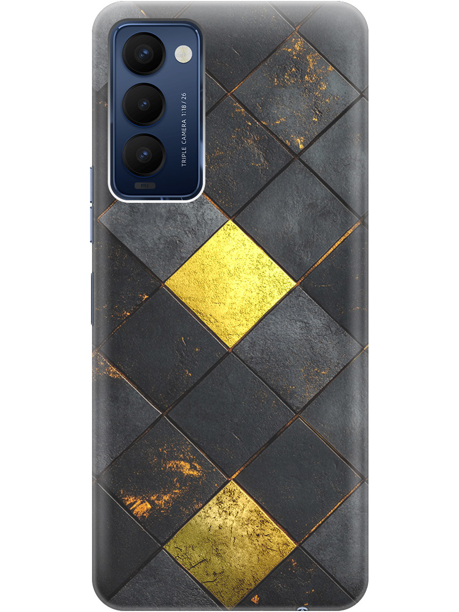 

Силиконовый чехол на Tecno Camon 18 / 18P с принтом "Черно-золотая плитка" прозрачный, Прозрачный;золотистый;черный, 741735932